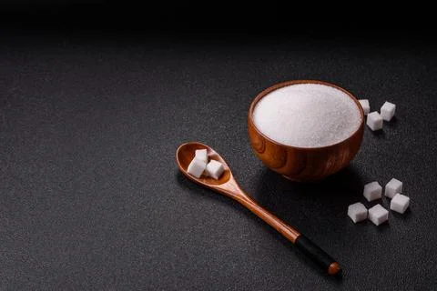 Sweet white sugar as a source of glucose. White sugar Stock Photos