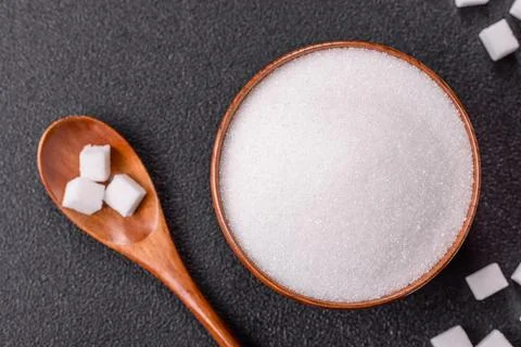 Sweet white sugar as a source of glucose. White sugar Stock Photos