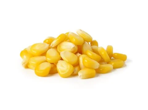 Sweet whole kernel corn on white background Stock Photos