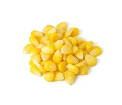 Sweet whole kernel corn on white background Stock Photos
