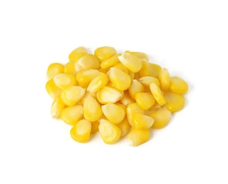Sweet whole kernel corn on white background Stock Photos