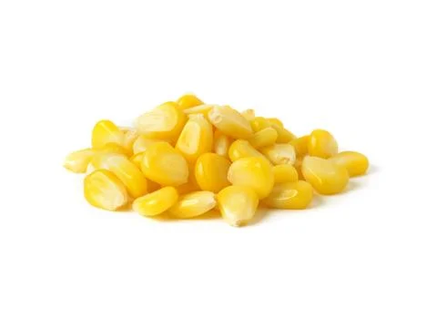 Sweet whole kernel corn on white background Stock Photos