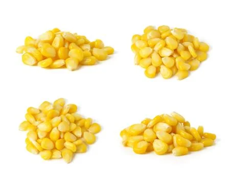 Sweet whole kernel corn on white background Stock Photos