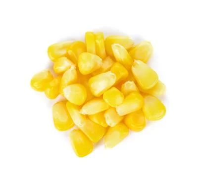 Sweet whole kernel corn on white background Stock Photos