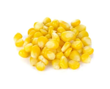 Sweet whole kernel corn on white background Stock Photos