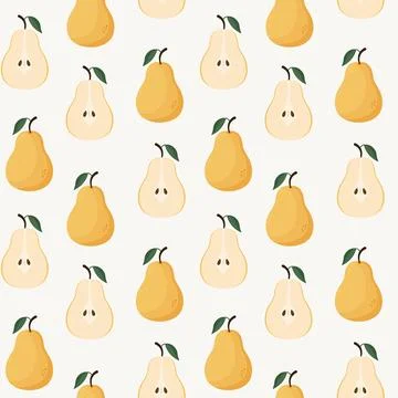 Sweet yellow pear seamless pattern. Stock Illustration