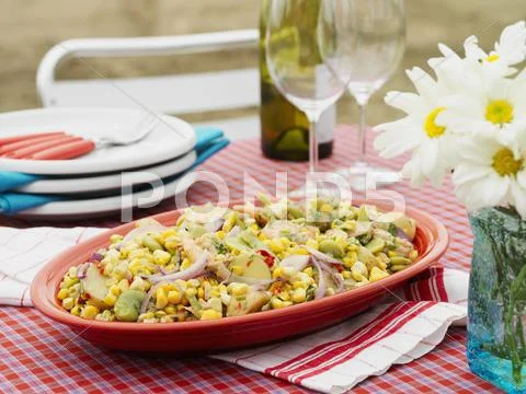 Sweetcorn and prawn salad Stock Photos