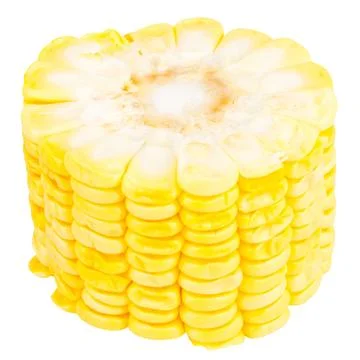 Sweetcorn slice isolated on white background Stock Photos