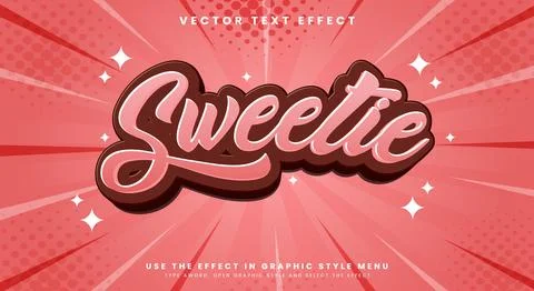 Sweetie editable text effect template Stock Illustration