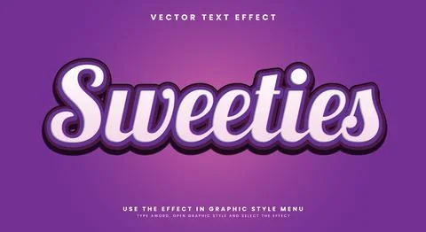 Sweeties font Editable Text effect Stock Illustration