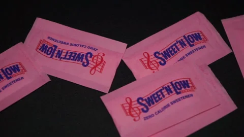 Sweet’N Low individual packets and a box Video stock 161505891