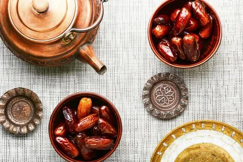 Sweetness of dried dates for tea Stock Photos