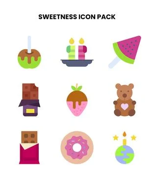 Sweetness Flat Bundle Icons Pack Stock Illustration