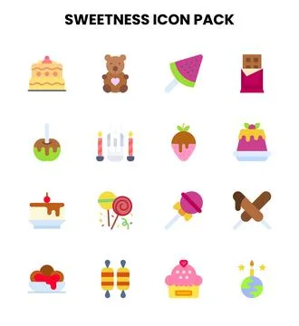 Sweetness Flat UI Icons Pack Stock Illustration