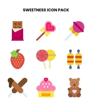 Sweetness Flat UI Icons Pack Stock Illustration