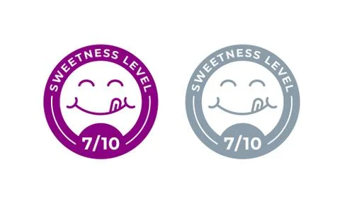 Sweetness level vector food package label. Product sugar sweet level, yummy t Illustrazione stock