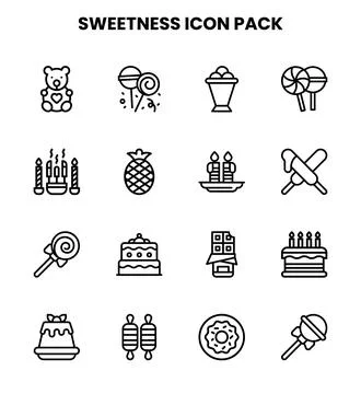 Sweetness Line Bundle Icons Pack Stock Illustration