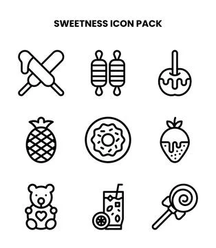 Sweetness Line Icons Pack Stock Illustration