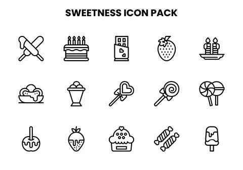 Sweetness Line Set Icons Pack Stock Illustration
