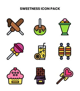 Sweetness Lineal Color Icons Pack Stock Illustration