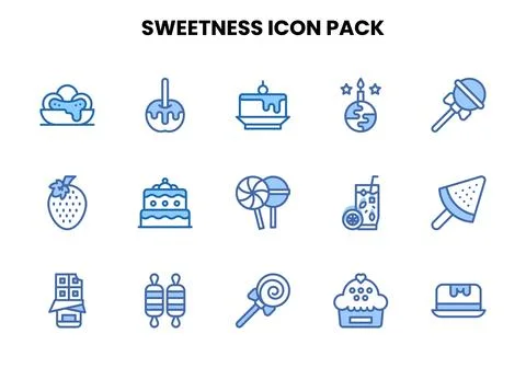 Sweetness Two Colour Bundle Icons Pack Illustrazione stock