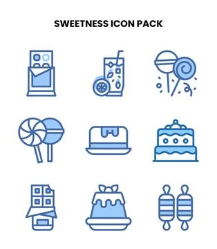 Sweetness Two Colour Icons Pack Stock Illustration