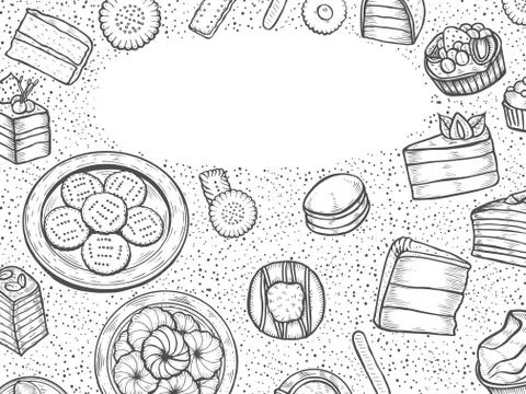 Sweets and bakery set. Ilustración de archivo