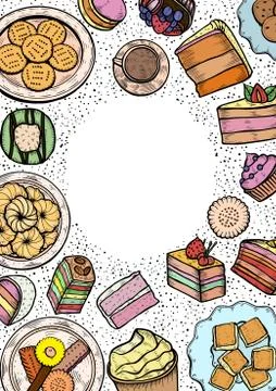 Sweets and bakery set. Illustrazione stock