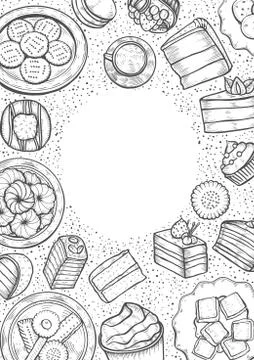 Sweets and bakery set. Ilustración de archivo