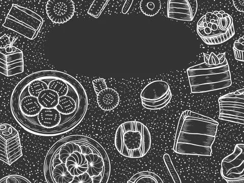 Sweets and bakery set. Ilustración de archivo