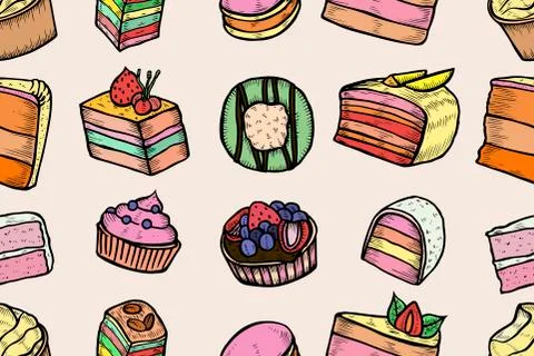 Sweets and bakery set. Ilustración de archivo