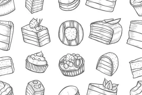 Sweets and bakery set. Ilustración de archivo