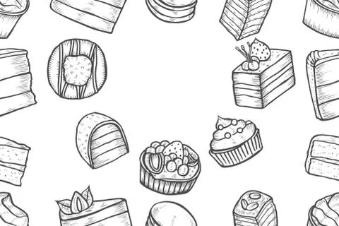 Sweets and bakery set. Ilustración de archivo
