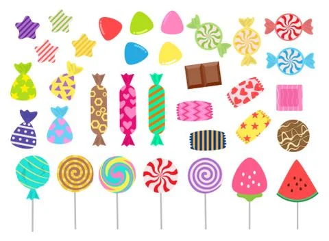 Sweets and candies icon vector set on white background - Vector illustration Stock Illustration