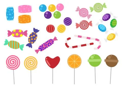 Sweets and candies icon vector set on white background Stock Illustration