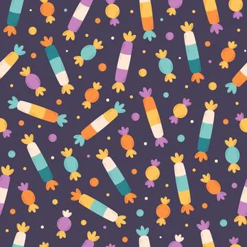 Sweets and candies seamless pattern. Halloween sweets. Trick or treat. Иллюстрация