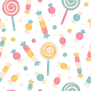 Sweets and candies seamless pattern. Confectionery. Иллюстрация