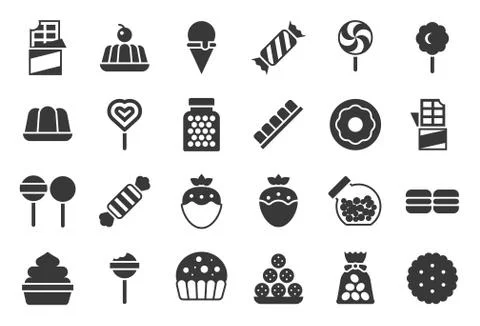Sweets and candy icon set 1/2, solid design イラスト素材