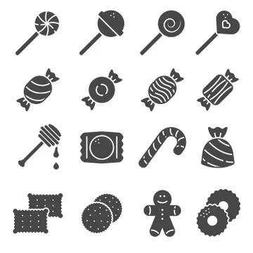 Sweets and candy icon set on white background イラスト素材