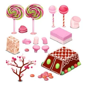 Sweets and candy isolated on a white background. Colorful confections the best Stock Illustration