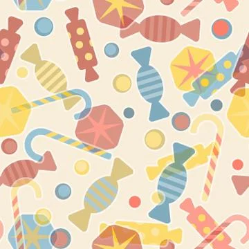 Sweets and candy vector seamless pattern Illustrazione stock