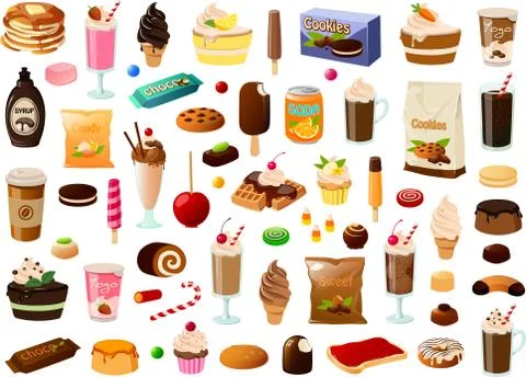 Sweets and drinks Stock Illustration