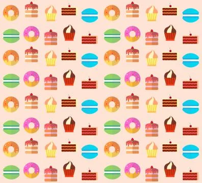 Sweets and pastries vector background. Stock Illustration