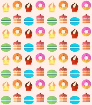 Sweets and pastries vector background. Stock Illustration