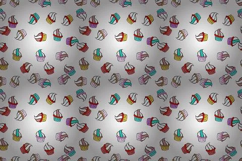 Sweets background design. Hand drawn doodle illustration with pastry. Raster ill Stock Illustration