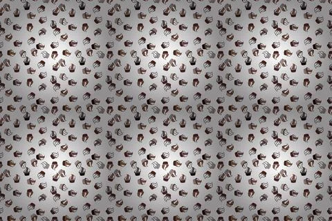 Sweets background design. Raster illustration. Seamless pattern hand drawn cupca Stock Illustration
