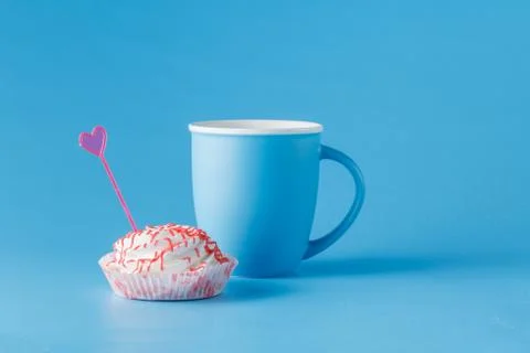 Sweets on blue background Stock Photos
