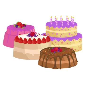 Sweets cakes with different stuffing, chocolate dessert vector illustration s Stock Illustration