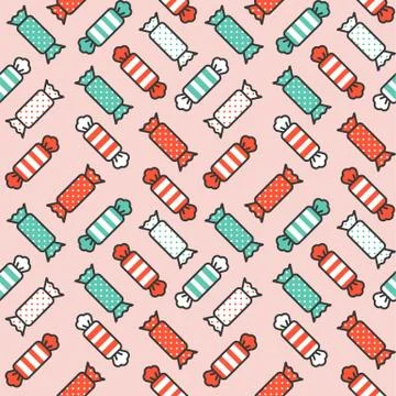 Sweets candy filled outline seamless pattern suitable for wrapping paper gift Stock Illustration