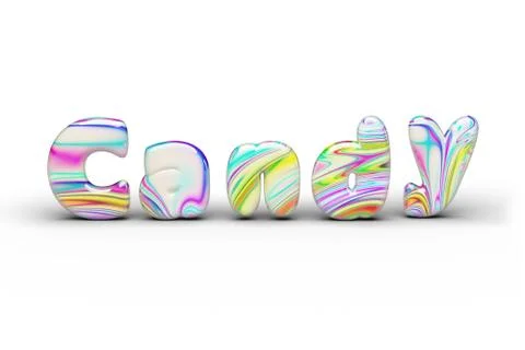 Sweets Candy multi-colored Candy word. On a white isolate background. 3D Rend Stock Illustration
